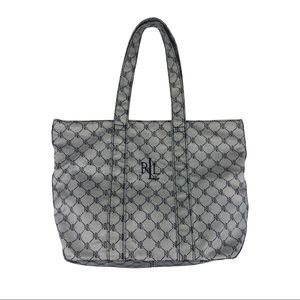 SOLD Vintage Polo Ralph Lauren Monogram Tote Shoulder Bag Purse Designer Print